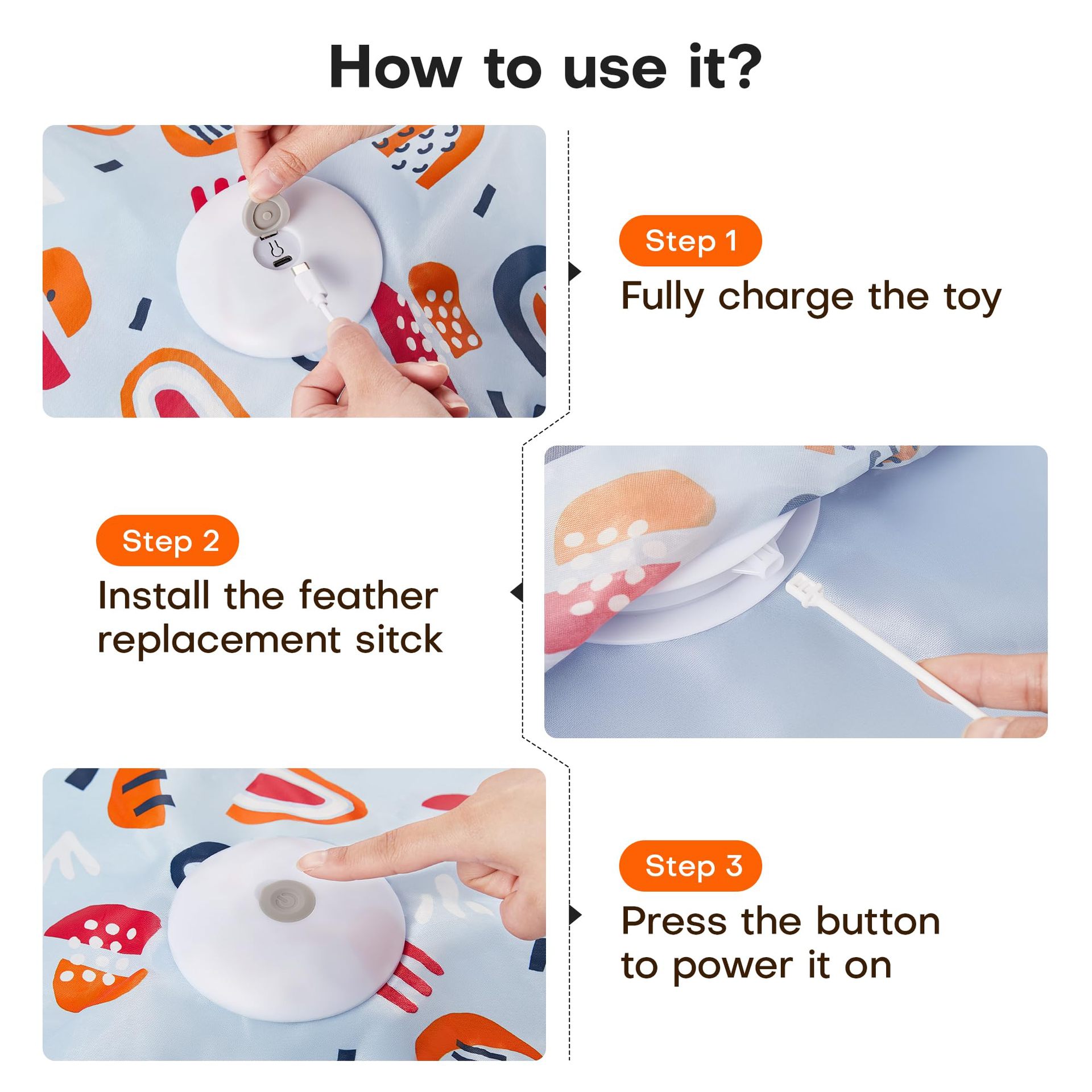 Interactive Cat Toys for Indoor Cats,[Newly Upgraded] Rechargeable Touch Activated Hide and Seek Kitten Toys for Bored Indoor Adult Cats with Fluttering (Blue)