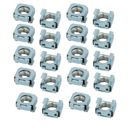 

20pcs M10 Carbon Steel Captive Cage Nut Silver Blue for Server Shelf Cabinet