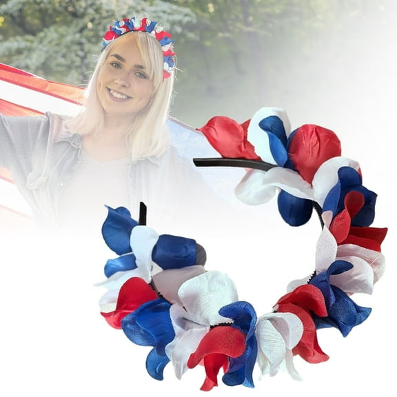 Patriotic Hair Accessories Independence Day Headband Blue White Red Flower Barrettes for Festive Celebrations