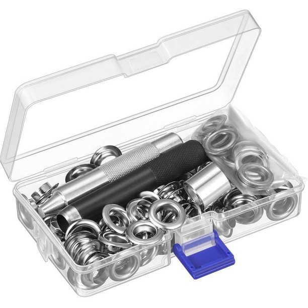 Kit de herramientas para ojales, herramienta de ajuste de ojales, 100 juegos de ojales, ojales (12 mm), ojales y herramienta de troquelado para ojales