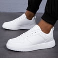thumbnail image 4 of Men's Lightweight Lace-Up Casual Sneakers - Fashionable Solid White Low-Top Skate Shoes with Anti-Slip Durable EVA Soles, Solid-Color Microfiber Upper and Fabric Lining, Round-Toe Casual Running, 4 of 6