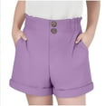 thumbnail image 2 of Mwjwdo Girls Ruffled Paperbag Elastic Waist Summer Shorts Comfy Casual Wide Leg Shorts with Pockets for 5-15 Years Purple 12 Years, 2 of 7
