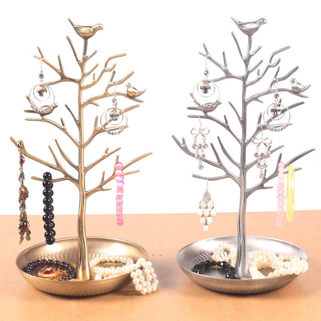 Birds Tree Jewelry Display Stand Earring Necklace Holder Tower Rack Hanging Organizer for Bangles Pendants