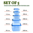 thumbnail image 2 of 10-Piece Food Storage Containers with Vented Lids, Airtight and BPA Free, Stackable, Microwave, Freezer, and Dishwasher Safe (Blue), 2 of 5