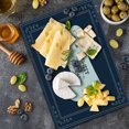 thumbnail image 5 of Saying Cutting Board, Frame with Sleeping Ghost Text on Dark Blue Backdrop, Decorative Tempered Glass Cutting and Serving Board, Large Size, Pale Grey Dark Blue, by Ambesonne, 5 of 5