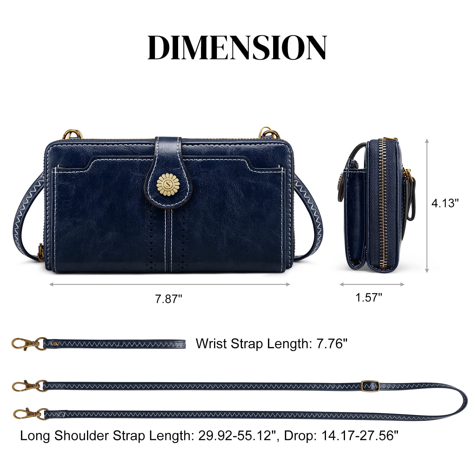 S-ZONE Vegan Leather Crossbody Bags for Women Small Cell Phone Purse RFID Blocking Clutch Purses with 2 Straps