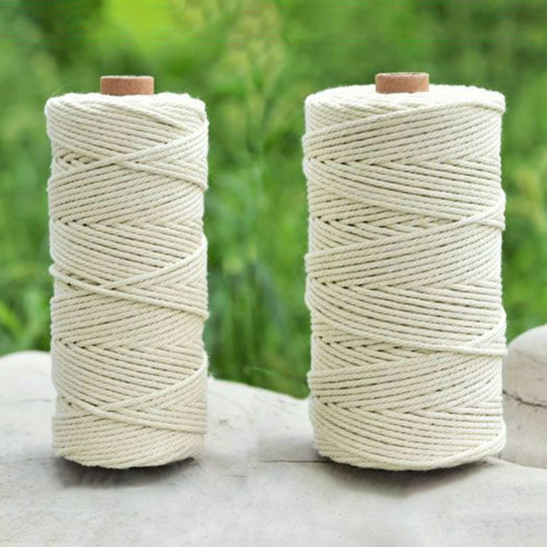 Macrame Cotton Cord 5mm x 109 Yards, ZUEXT 100% Natural Handmade Colorful 4  Strands Twisted Braided Cotton Rope for Wall Hanging Plant Hangers Gift