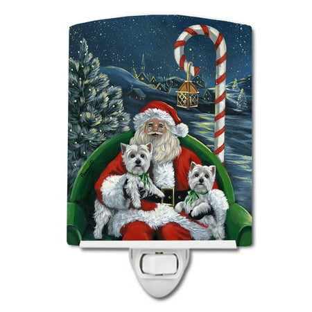 

Caroline s Treasures PPP3228CNL Westie Christmas Santa s Village Ceramic Night Light 6x4x3 multicolor