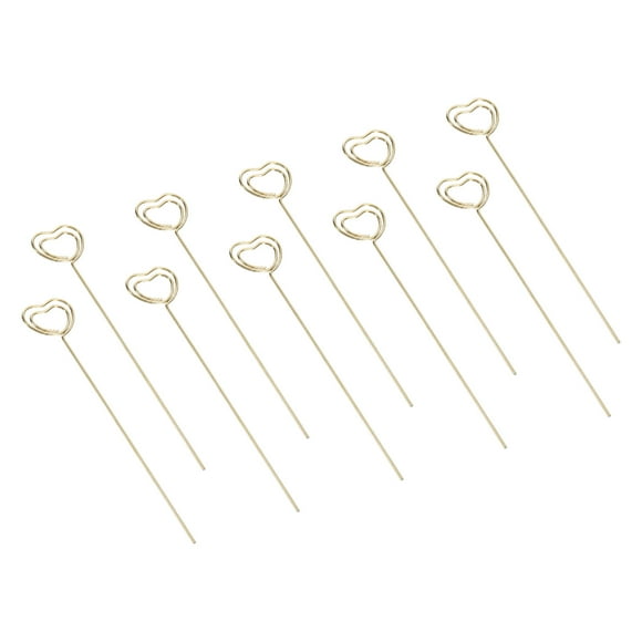 Unique Bargains 4.7 Inch Metal Wire Place Card Holder, 20 Pack Photo Picture Floral Picks Heart Shape Clips DIY, Gold Tone