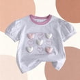 thumbnail image 5 of NAISIBABY Kids Girls T-Shirt, Round Neck Cotton Short Sleeve Summer Cute Graphic Casual Tees Gray 2T, 5 of 5