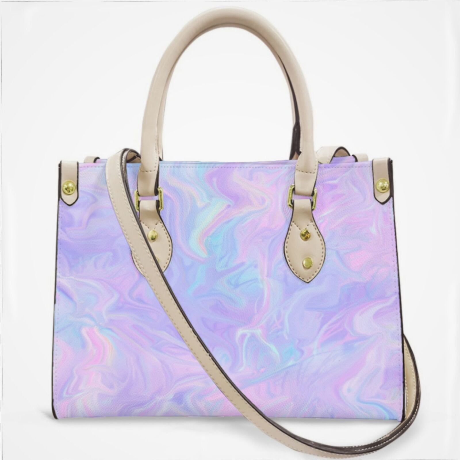Pink Holographic Pastel Color Cross Body Bags For Women Small Leather Female Handbags Fashion Top-Handle Totes