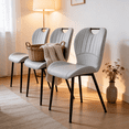 thumbnail image 5 of Dining Chairs Set of 4 Modern PU Leather Metal Frame Handle Light Gray Black for Kitchen Restaurant, 5 of 8