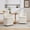 Beige, variant on Noble House Amary Chenille Upholstered Dining Chairs with Wheels, 360° Swivel Rolling Chair Set, Beige, Set of 2