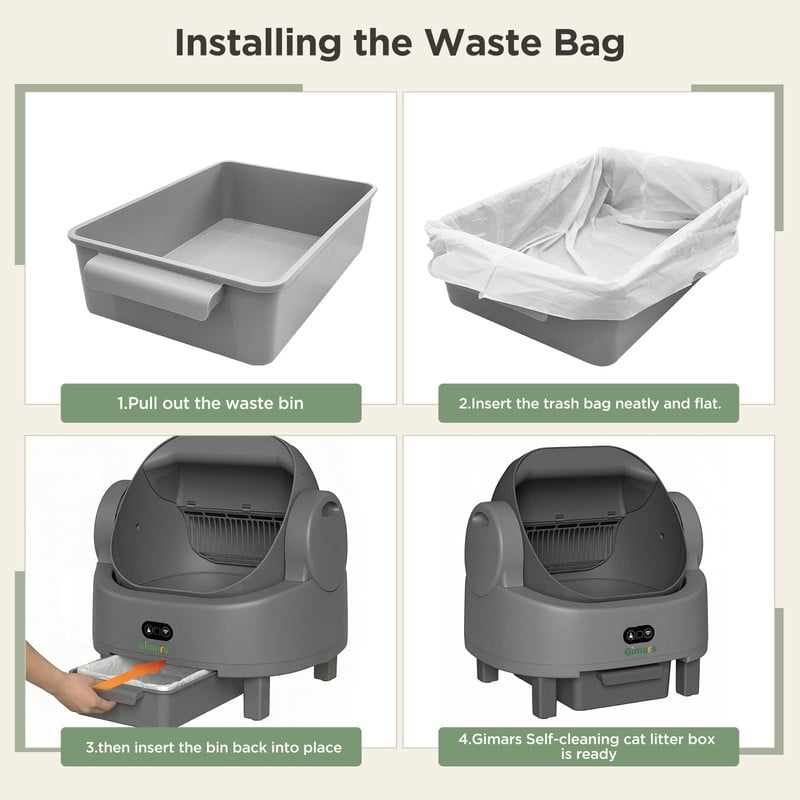Gimars Self Cleaning Cat Litter Box, Open-Top, Large Capacity, Safety Sensors, For Multi Cats