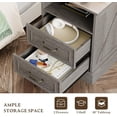 thumbnail image 4 of FANRAL Wood Nightstand with Charging Station for Bedroom,Farmhouse End Side Table with 2 Drawers for Living Room,Dark Grey Nightstand, 4 of 7