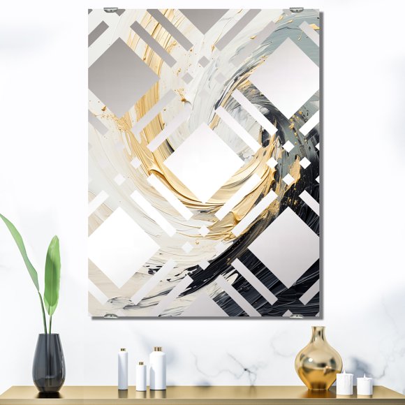 Designart "Spirale Moderne Radieuse en Or III" Spirales Abstraites Miroir Mural Surdimensionné - Miroirs Muraux Décoratifs Modernes Abstraits pour Couloir - Plusieurs Options de Couleur
