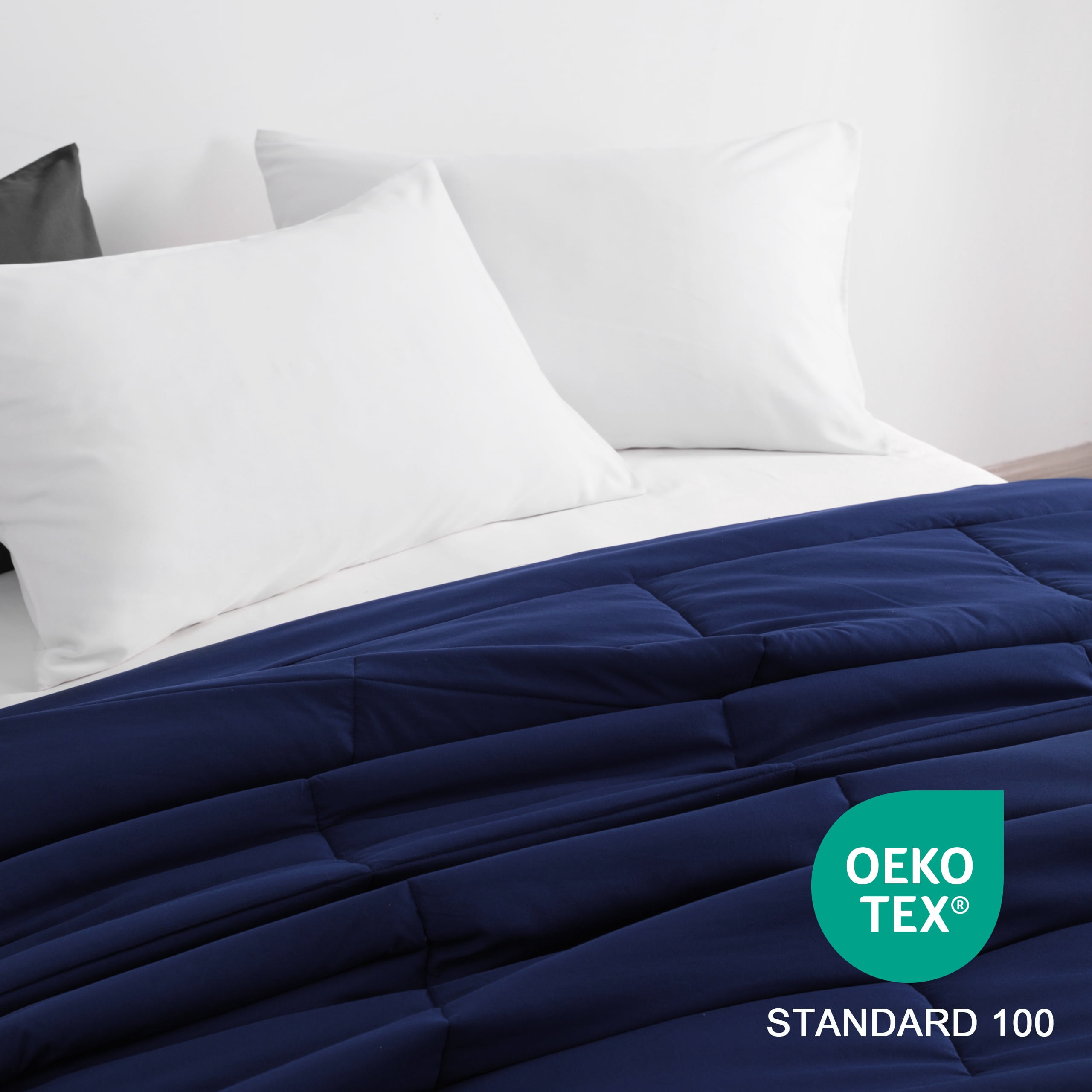 Ntbay King Size Down Alternative Comforter Duvet Insert, All Season Reversible Quilted Bedding with Corner Tabs, Breathable, 104x90 inches, Navy Blue