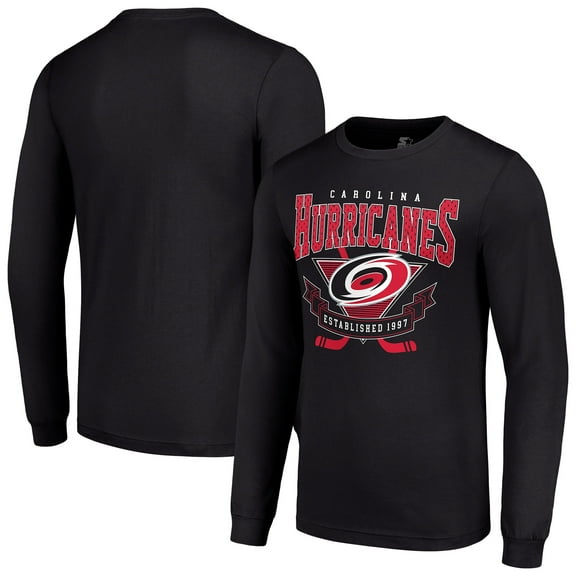 Men's Starter Black Carolina Hurricanes Team Logo Graphic Long Sleeve T-Shirt
