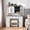 43' Wood + White, variant on Fluted Makeup Vanity Desk with HD Triple Mirror and Lights, Large Corner Vanity Glass Top Vanity with 3 Drawers & 2 Glass Cabinets, Charging Station & Hair Dryer Holder, Vanity Set with Stool