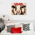 thumbnail image 4 of JRXY  Christmas Cow Pictures Wall Decor: Country Farmhouse Christmas Picture of a Cow in Red Xmas Hat & Bow Cow Canvas Art Prints Buffalo Check Christmas Decor Framed for Home 12x12in 16x12in, 4 of 4