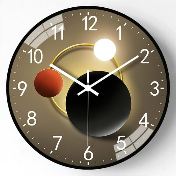 Arsvita Wall Clock 8 Inch Round Black and Gold Wall Clock for Bedroom Quiet Analog Clock for Wall, Battery Powered