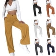 thumbnail image 2 of Pantalones casuales de cintura alta de otoño para mujer, pantalones rectos sueltos de pana de color sólido europeo y americano para mujer, 2 of 6