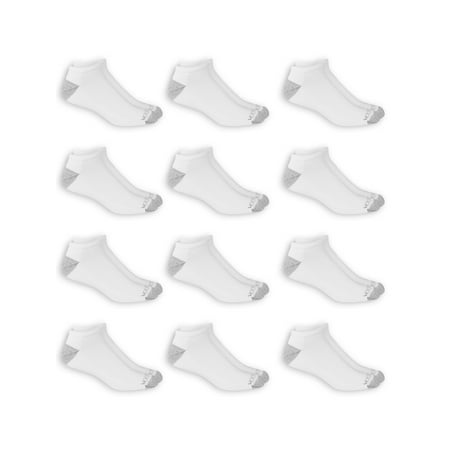 Fruit of the Loom Dual Defense Men's No Show Socks, 12 Pack, 6-12, White/Gray