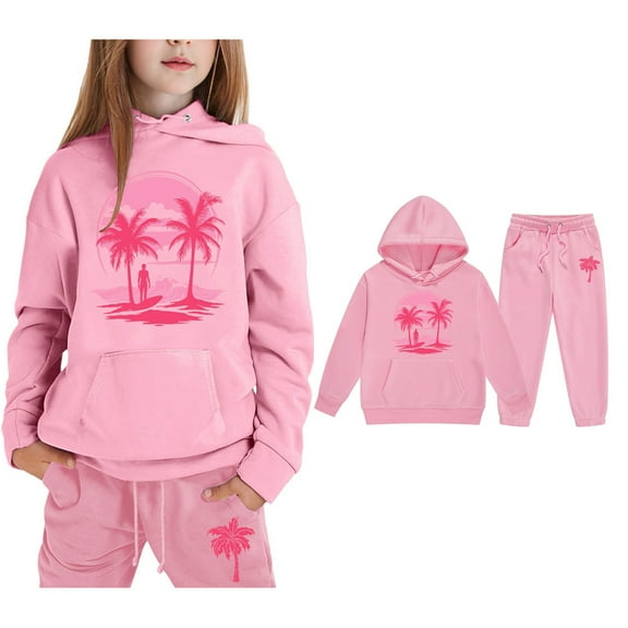 LIUYUNNN Toddler Girls Boys Sweatsuit Set 2PC Long Sleeve Pullover Pink Heart Hoodie Sweatpants Joggers Set Fall Winter Clothes Hoodie Set 1-2 Yeats Boys Girls Autumn and Winter Outfits