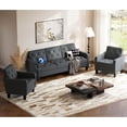 thumbnail image 5 of LAZZO 83" 3-Seater Couch, Linen Fabric Tufted Design with High-Resilience Foam for Living Room and Office, Gray, 5 of 8