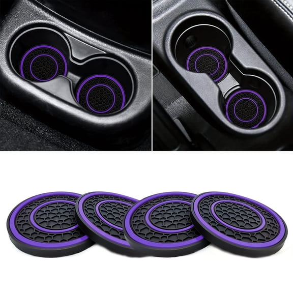 4pcs PVC Car Cup Holder Coaster Set, Non-Slip Universal Vehicle Insert for Water Bottles, Trucks, RVs - Interior Accessories for Men and Women, Drink Spill Prevention, Truck Interior Accessories