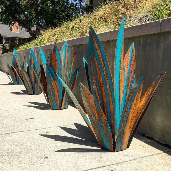 Fankiway Diy Metal Art Tequila Rustic Sculpture Garden Yard Sculpture Home Decor 9 Leaves