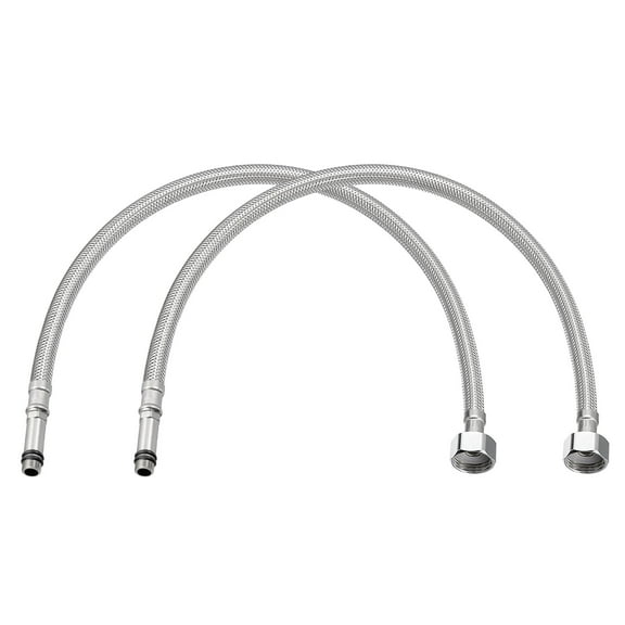 Uxcell 24" Faucet Supply Line Connector, G1/2 Female x M10 Male Braided 304 Stainless Steel Water Supply Hose, 2 Pack