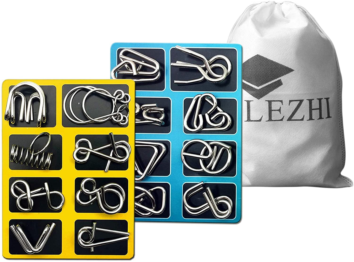 Pack of 16 Lezhi IQ Toys-AB A+B Test Mind Game Brain Teaser Wire Magic Trick 