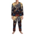 thumbnail image 3 of Uemuo Maple Leaf Meditating Squirrel Pattern 2-Piece Loungewear Set - Men’s Soft Sleepwear, Cozy Winter PJs, Comfy Sleep Set-XX-Large, 3 of 7