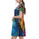 thumbnail image 2 of Easygdp Colorful Parrot Jungle Dream para Vestido Transpirable de Mujer, Vestido Suelto de Manga Corta con Pliegues y Bolsillos para el Verano, 2 of 6
