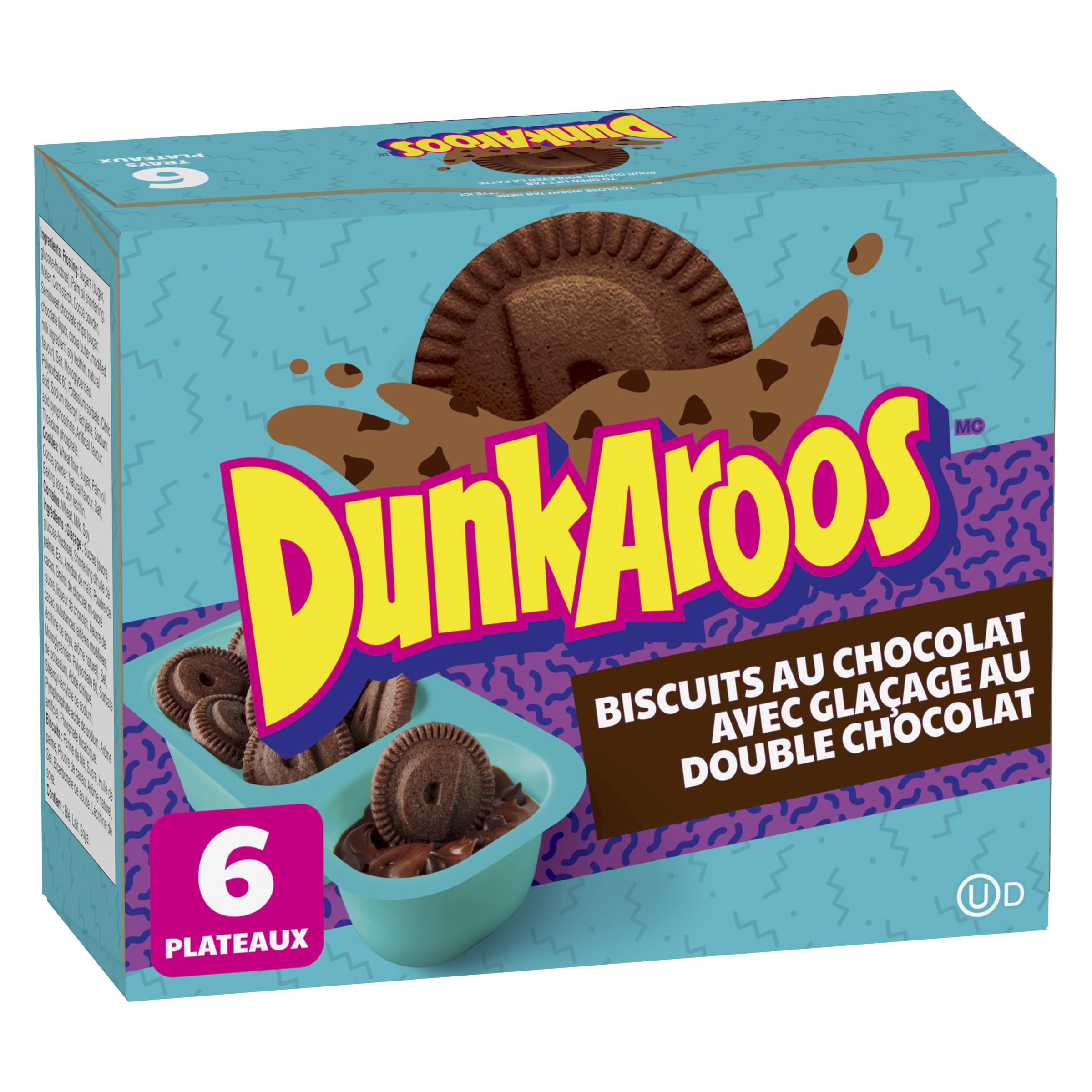 Dunkaroos Biscuits À la Vanille avec Glaçage au Chocolat, Collation pour Enfants, 28 g, 6 Plateaux 168g