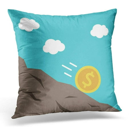 CMFUN Down Gold Dollar Coin Rolling Downhill Money Financial Crisis and Exchange Rate Flat 8 Compatible No Pillow Case Pillow Cover 20x20