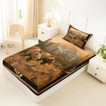 thumbnail image 4 of Castle Fairy Vintage Animal Bear Twin Sheets 3pcs for Teens,Bohemian Aztec Mountain Bedding,Brown Gold Cream,1 Fitted Sheet, 1 Flat Sheet and 1 Pillowcase, 4 of 6