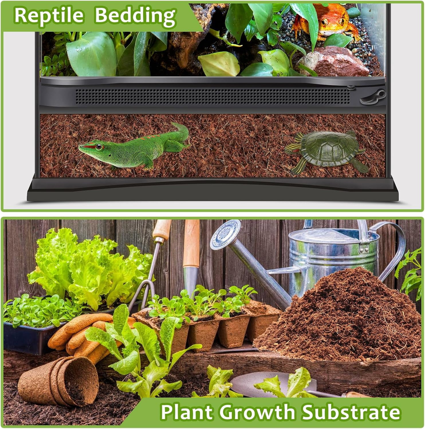 1 Pack Natural Coconut Fiber Substrate for Reptile- Premium Compressed Coconut Husk Terrarium Bedding for Reptile, Tortoise, Frogs, Snakes Hermit Crabs, Burrowing Animals