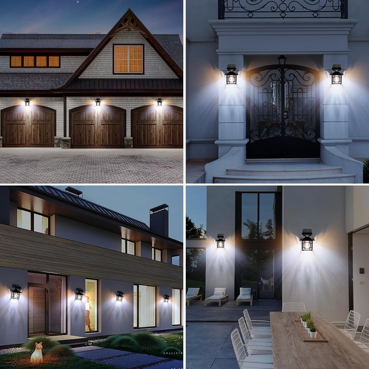 2 Pack Outdoor Wall Light Solar, Motion Sensor Dusk to Dawn Outdoor Porch Lights with 3 Modes IP65 Waterproof Exterior Wall Lanterns for Patio Fence Garage Decorative