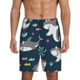 thumbnail image 2 of Daiia Friendly Smiling Sharks Mens Woven Stretch Pajama Short,Short Pajama Pants-Large, 2 of 9