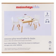 Mainstays Kids 3-Piece 2-in-1 Dry Erase and Chalkboard Activity Table and Chair Set with Storage for Sensory & Creative Play, White