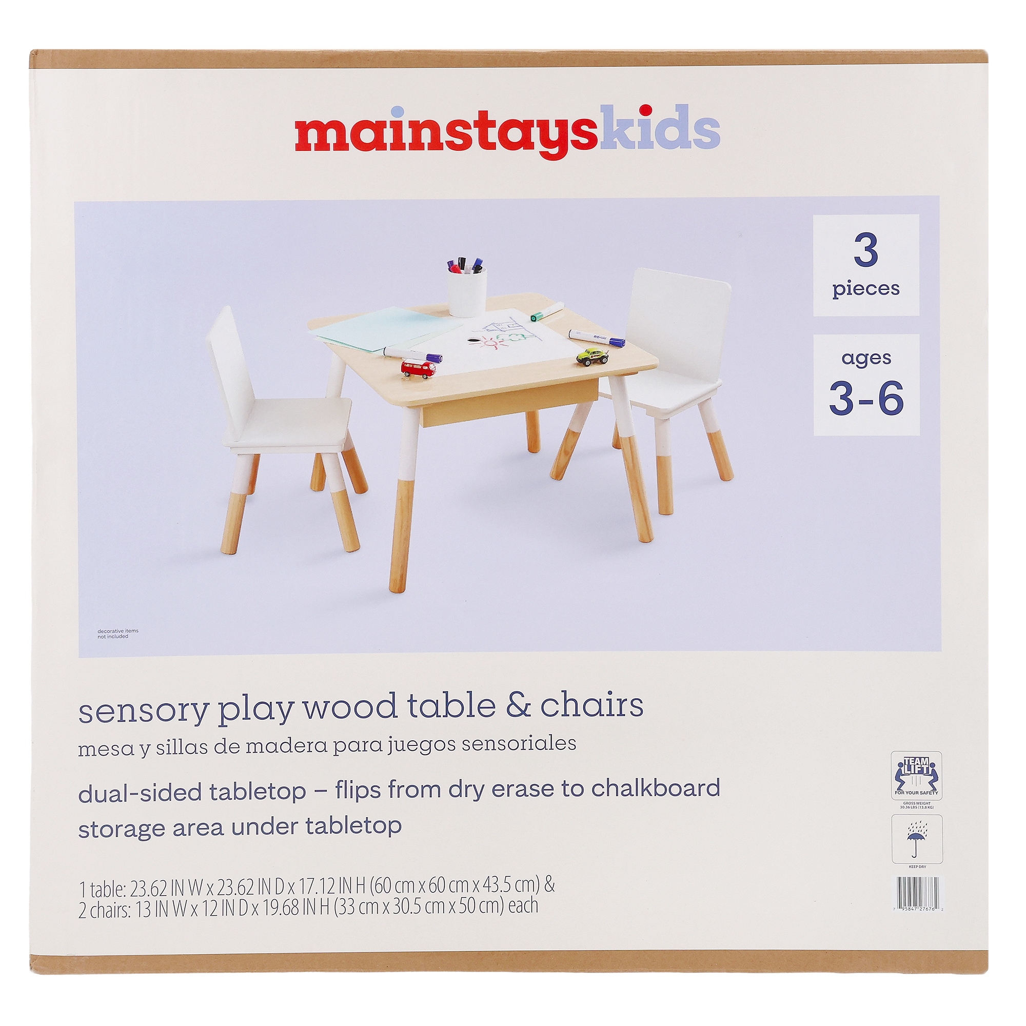 Mainstays Kids 3-Piece 2-in-1 Activity Table and Chair Set, White photo 8