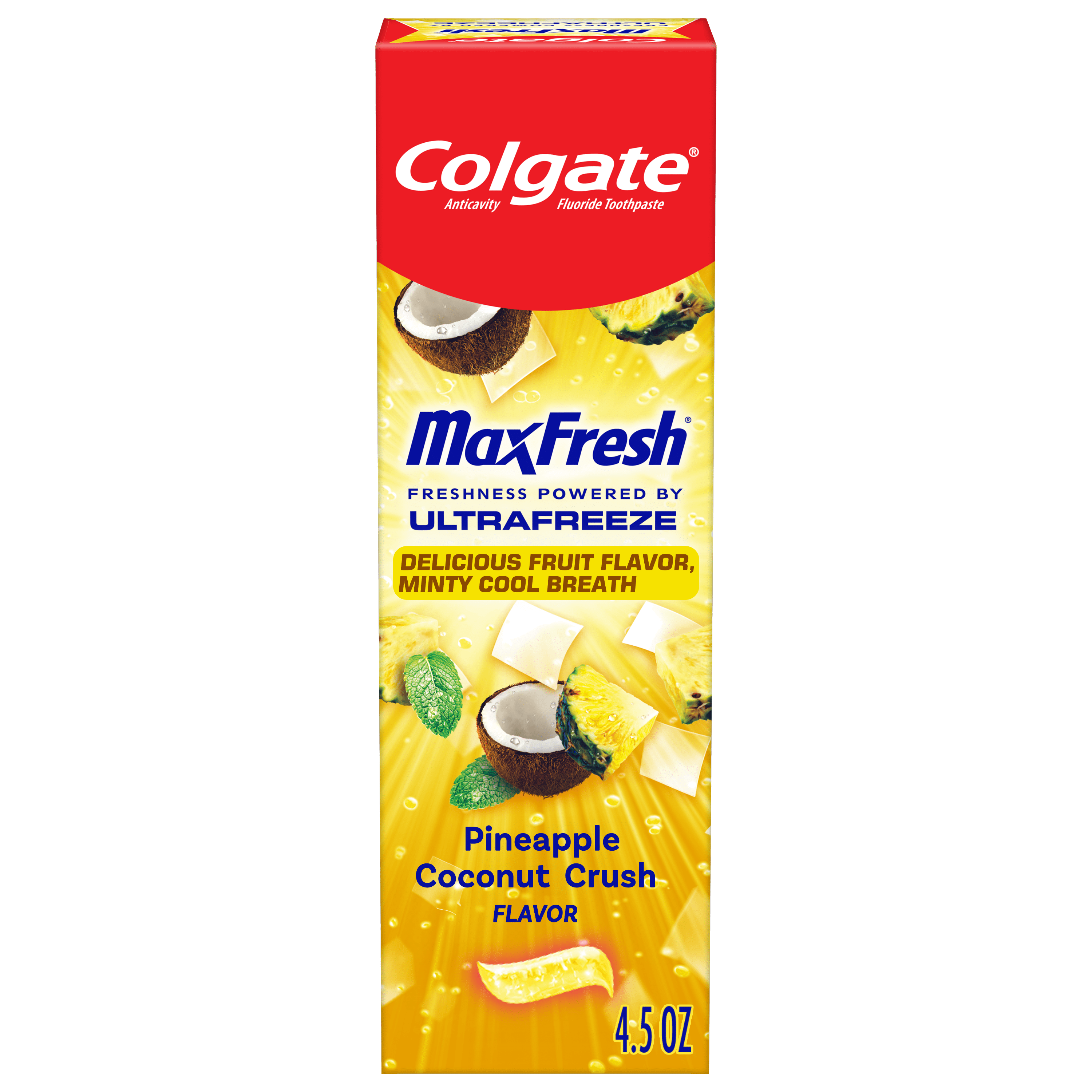 (2 pack) Colgate Max Fresh Anticavity Fluoride Toothpaste, Pineapple Coconut Crush with Mint, 4.5 Oz