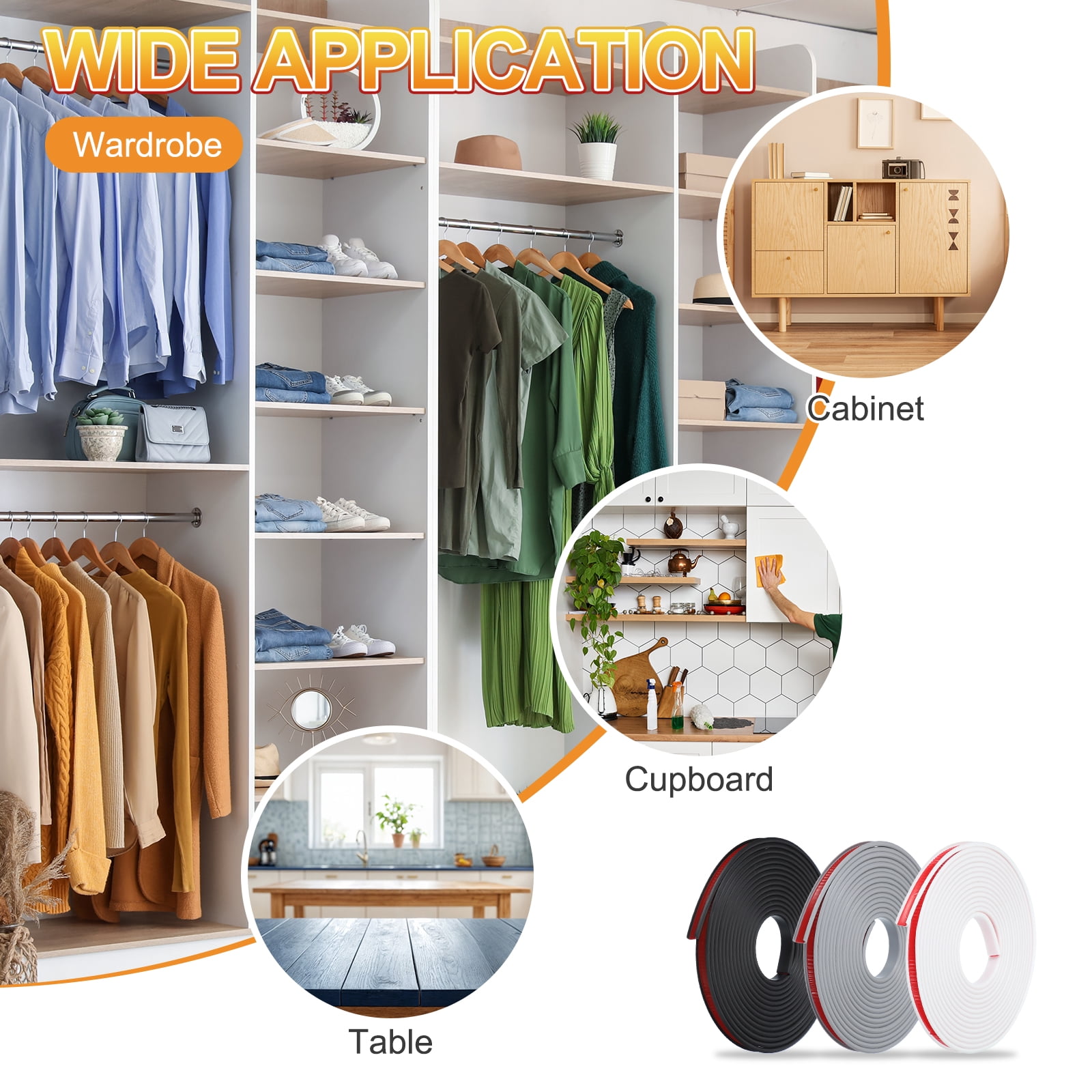 Uxcell TPE U-Shape Edge Banding Self Adhesive Flexible Veneer Edging Trim Furniture Edge Protector for Shelf Cabinet Table Gray 1-1/4 Inch x 20ft