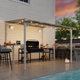 thumbnail image 5 of MEISSALIVVE 10' x 10' Wall Mounted Gazebo, Outdoor BBQ Grill Gazebo with Side Shelf, Lean to Metal Awnings with Sloped Roof, Heavy Duty Pergola for Backyard, Deck, White, 5 of 11