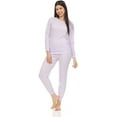 thumbnail image 4 of BILLIONHATS 3 Pack of 2pc Thermal Sets for Women, Base Layer Long Johns Underwear, Top & Bottom, Cotton, Solid Colors (Large, Purple), 4 of 5