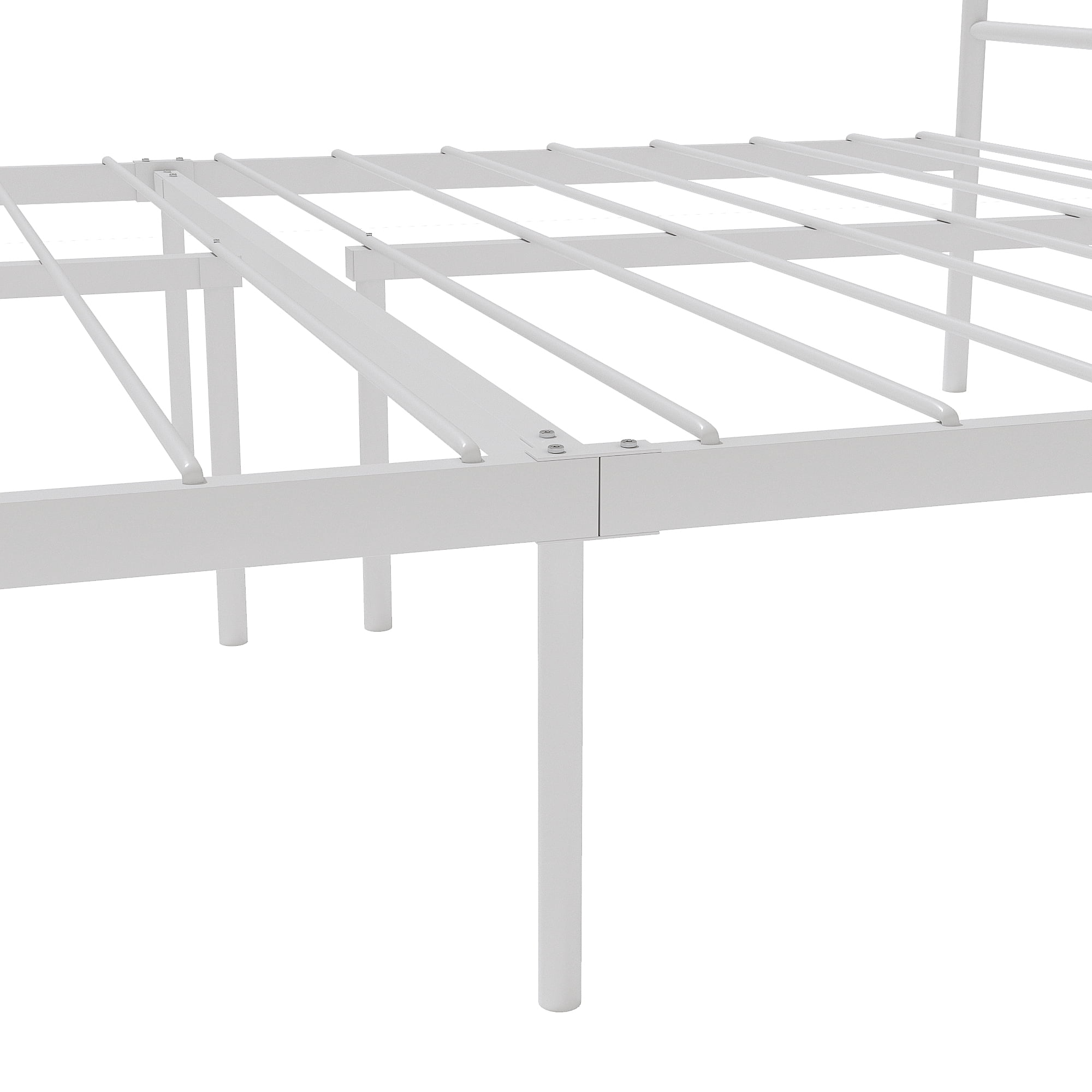 Yoneston Heavy Duty Queen Size Platform Bed Frame with Vintage Scroll Headboard & Footboard, White