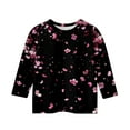 thumbnail image 4 of Drmagiyhm Girl's 3/4 Sleeve Shirts Size 10-12 Cute Crewneck Shirt Floral Print T Shirts Casual Trendy Girls Fall Winter Tees 11-12 Years Black, 4 of 5