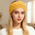 thumbnail image 3 of Womens Winter Headbands Fleece Lined Ear Warmer Cable Knit Headband (Yellow One Size), 3 of 3